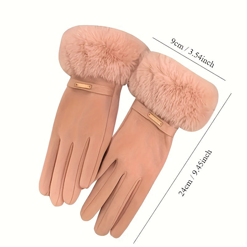 Plush Furry Cuff, Double-Layer Thick Insulation, Windproof & Warm, Ideal for Outdoor Activities & Cycling, Available in Pink/Purple/Blue/Gray